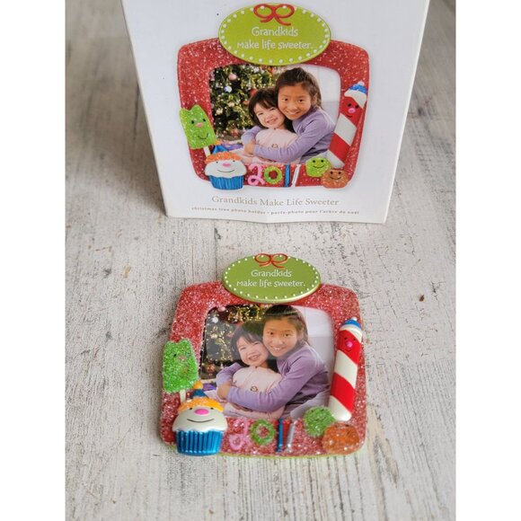 Hallmark grandkids make life sweeter photo frame ornament Xmas candy - Picture 1 of 5